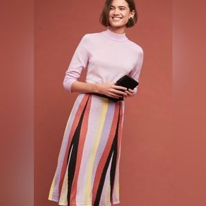 Anthro x Laia Midi Shimmer Striped Knit Skirt